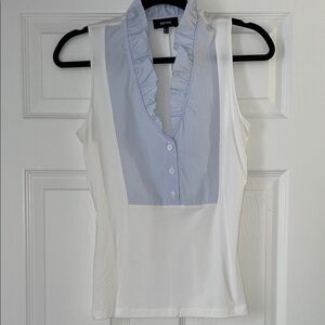 ME + EM Blue and white striped accent top